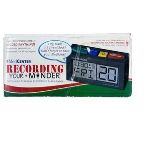 MedCenter Talking Personal Recording Your Minder Alarm Clock works NO ac adaptor